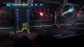 Samus runs through a dark setting, indicating the structure of the Bottle Ship.