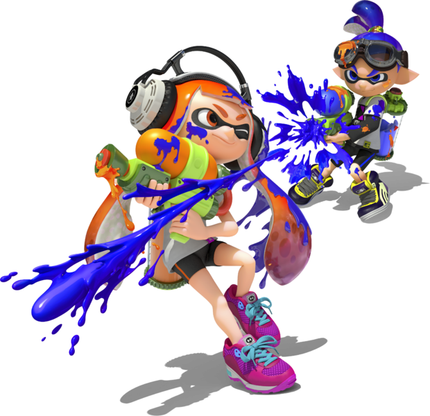 File:Splatoon - Orange and blue Inklings key art (shadow).png ...