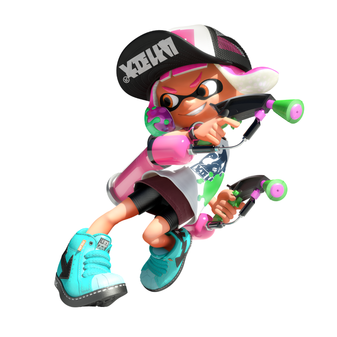 File:NSO Splatoon 2 April 2022 Week 4 - Character - Pink Inkling with Splat Dualies.png
