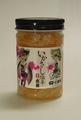 A jar of salted squid sashimi, featuring the Squid Sisters on its label.