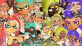 Muliple Inklings and Octolings wearing the Cephalo Pods.