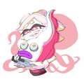 Promo art of Marie and an Octotrooper for the Squid vs. Octopus Splatfest