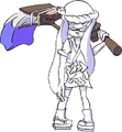 Official art of an Inkling wearing the Traditional Gear, holding an Octobrush Nouveau.