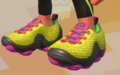 Closeup of the Yellow-Mesh Sneakers.