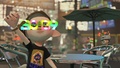 Two Inkling boys wearing New Year's Glasses DX in Inkopolis Square.