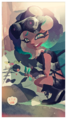 Marina wears the original Octoling costume from Splatoon in this picture shared in her chat room.