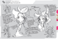 Concept art, containing more notes regarding her character