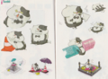 Concept art of Judd, showing different ideas for how he would laze about in Inkopolis
