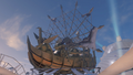 The ship with the sail burnt away after the Splatfest