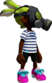 A green Inkling boy wearing the Gas Mask