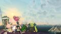 Off the Hook, Agent 3, Agent 8, and Cap'n Cuttlefish looking out into the sunset after the credits are over.
