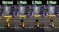 A chart comparing bomb range when using Bomb Range Up as a main ability, taken from Nintendome's video on the topic.