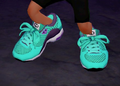 Closeup of the Cyan Trainers.