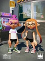 Promotional image for KOG, with an Inkling girl wearing the Black Pipe Tee.