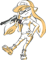 Official art of an Inkling wearing the Squidvader Cap, also with an N-ZAP '85