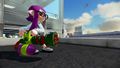 The same Inkling posing with the Mini Splatling at the ready.