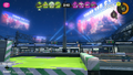 Advertisements for Scorch Gorge seen in the sky during a Splatfest.