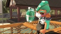An Octoling boy shaking the Fizzy Bomb.