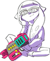 2D art of an Inkling holding the Rapid Blaster Deco.