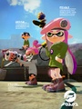 Promo for Forge, with a male Inkling (center) holding the Blaster.
