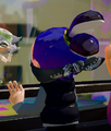 Another male Inkling wearing the Skull Bandana, from the back.