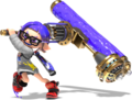The same Inkling wielding a Gold Dynamo Roller