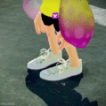 Animated GIF of another female Inkling wearing the Cream Basics.