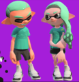 Two Inklings wearing the Sesame Salt 270s in a preview for Version 3.0.0 (Splatoon 2).
