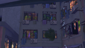 Decorations on the apartment windows in Splatsville