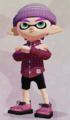 A male Inkling wearing the Striped Beanie.