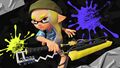 A promo image for Splatoon 3 featuring the Splatana Wiper