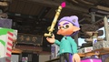 The Inkling boy is wearing the Knitted Hat in a promotional image for the Bamboozler 14 Mk III.