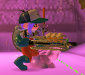 A player in the middle of firing the Grizzco Brella
