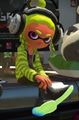 A female Inkling wearing the Matcha Down Jacket.