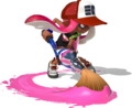 A pink Inkling Girl using the Inkbrush.