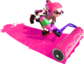 The same Inkling, in pink and using a Splat Roller