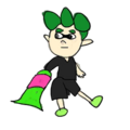 A drawing of an Inkling Boy from WarioWare Gold, which appears to be based on Cuttlefrsh