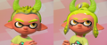 Comparison between the way male and female Inklings wear the Li'l Devil Horns.