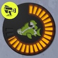 A special gauge from Splatoon 3 charging towards Reefslider (when used with the Dark Tetra Dualies).