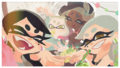 A picture of the Squid Sisters with Off the Hook shared in Marina's chat room