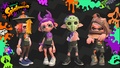An Inkling wearing the Anglerfish Mask in the promotional image for the Splatoween gear.