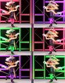 First half of the Squid Sisters' day 2 of Drums vs. Guitar vs. Keyboard color combinations