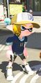 Another male Inkling wearing the Shirt with Blue Hoodie.