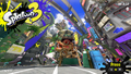 The head section seen on the ground in Splatsville during the first half of the Splatfest Sneak Peek, visible from the title screen.