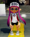 An Inkling wearing an outfit with all Defense Up mains.