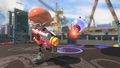 An Octoling being chased by a Torpedo