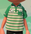 A close-up of a male Inkling wearing the Squiddor Polo in Splatoon 2.