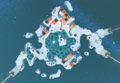 An aerial overview of Cryogenic Hopetown, angled to match how it appears on the map.