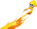 A yellow Inkling in squid form