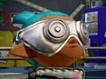Closeup of a male Inkling wearing the Octoling Goggles.